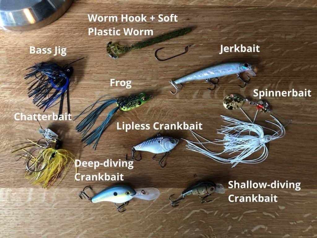 assorted bass baits for starter tackle box