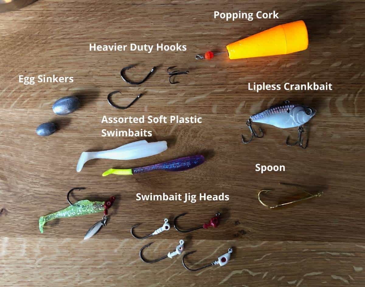 assorted tackle for inshore fishing tackle box