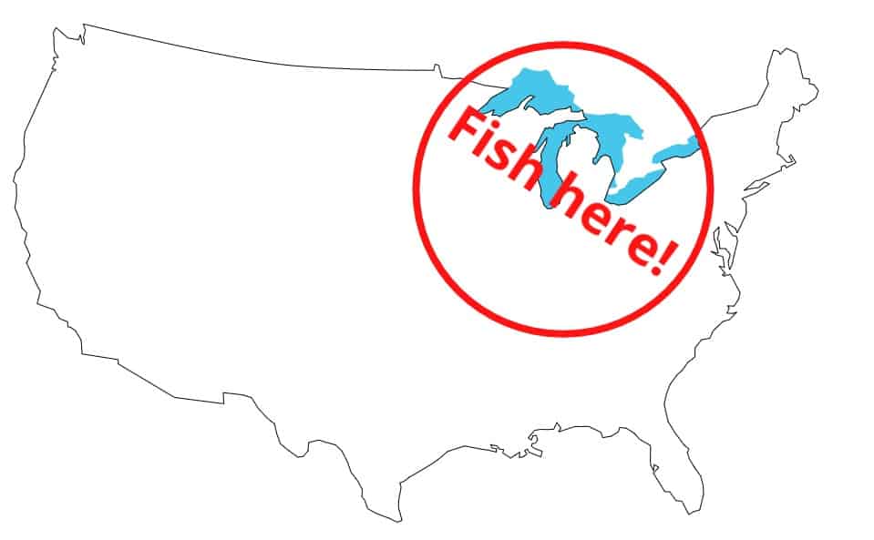 map of where smallmouth bass abundant around the great lakes region