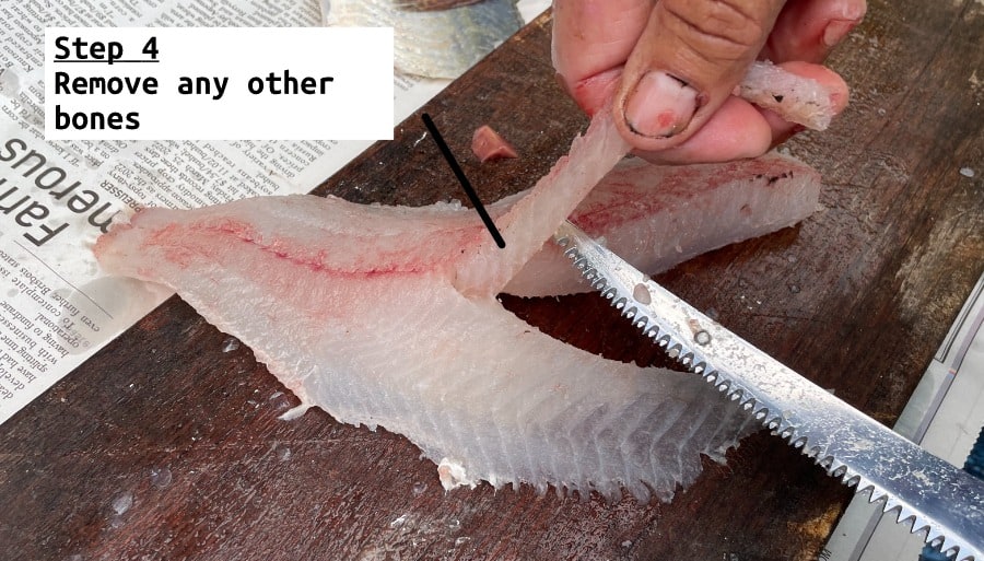 fish filleting step 4 remove any other bones