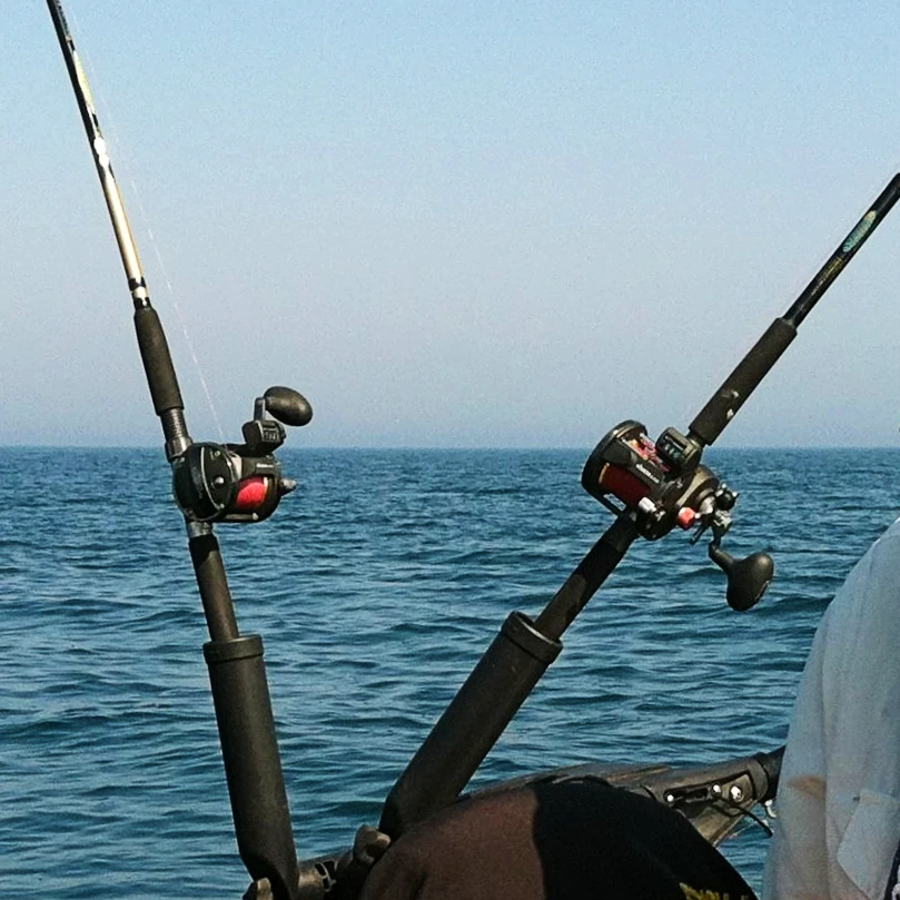 Trolling rods and Reels deployed in rod holders