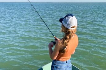 ornella juran fishing with inshore spinning rod and inshore spinning reel